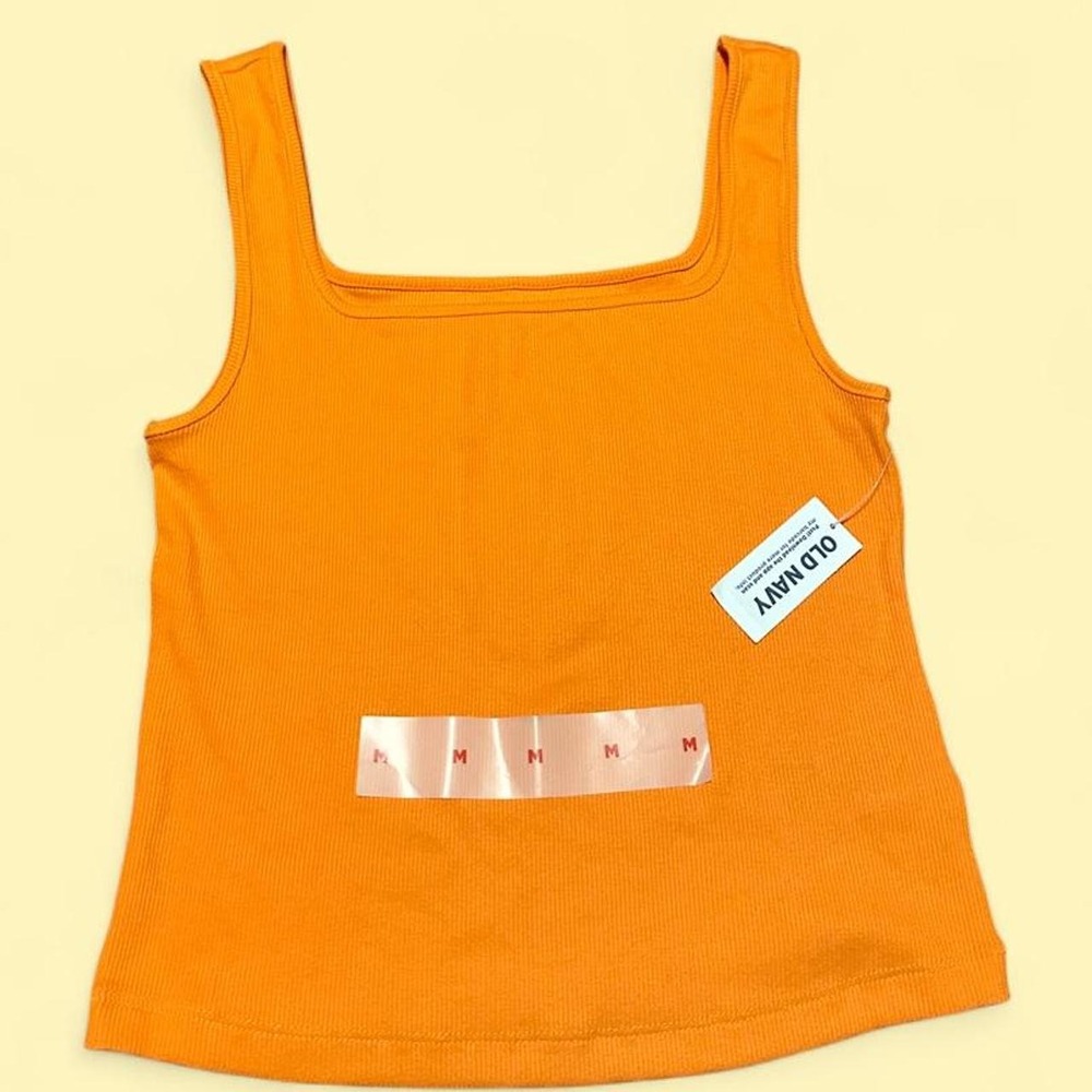BNWT Old Navy Orange Square Neck Ribbed Tank Top